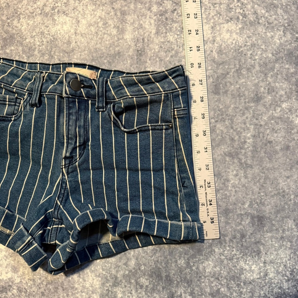 Altar'd State Womens Blue White Striped Denim Shorts Size 3 Cuffed Hem Pockets‎ - Picture 7 of 7